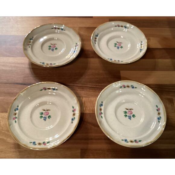 Heartland Tea Saucers International Stone Ware Farm Orchard Peach Lot of 4 Vtg - Picture 2 of 9